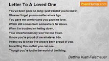 Bettina Klatt-Faistnauer - Letter To A Loved One