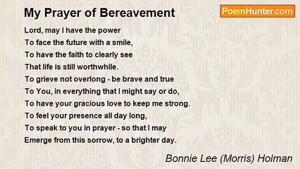 Bonnie Lee (Morris) Holman - My Prayer of Bereavement