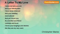 Christopher Manes - A Letter To My Love