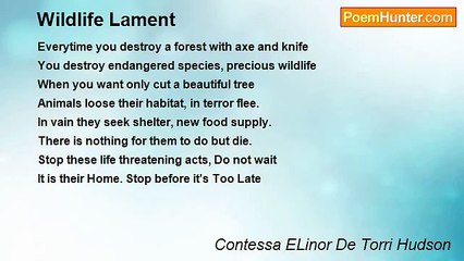 Contessa ELinor De Torri Hudson - Wildlife Lament