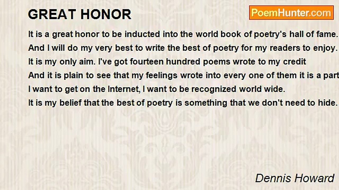 Dennis Howard - GREAT HONOR