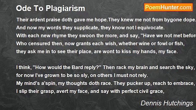 Dennis Hutchings - Ode To Plagiarism