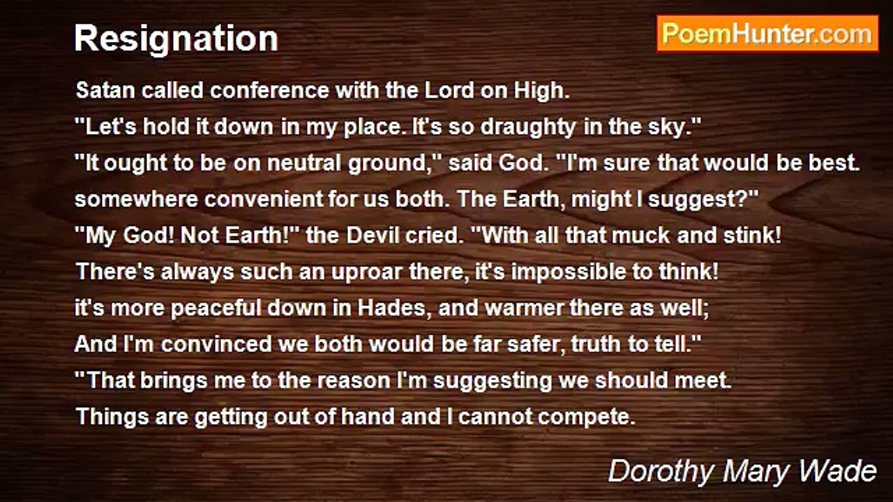 Dorothy Mary Wade - Resignation