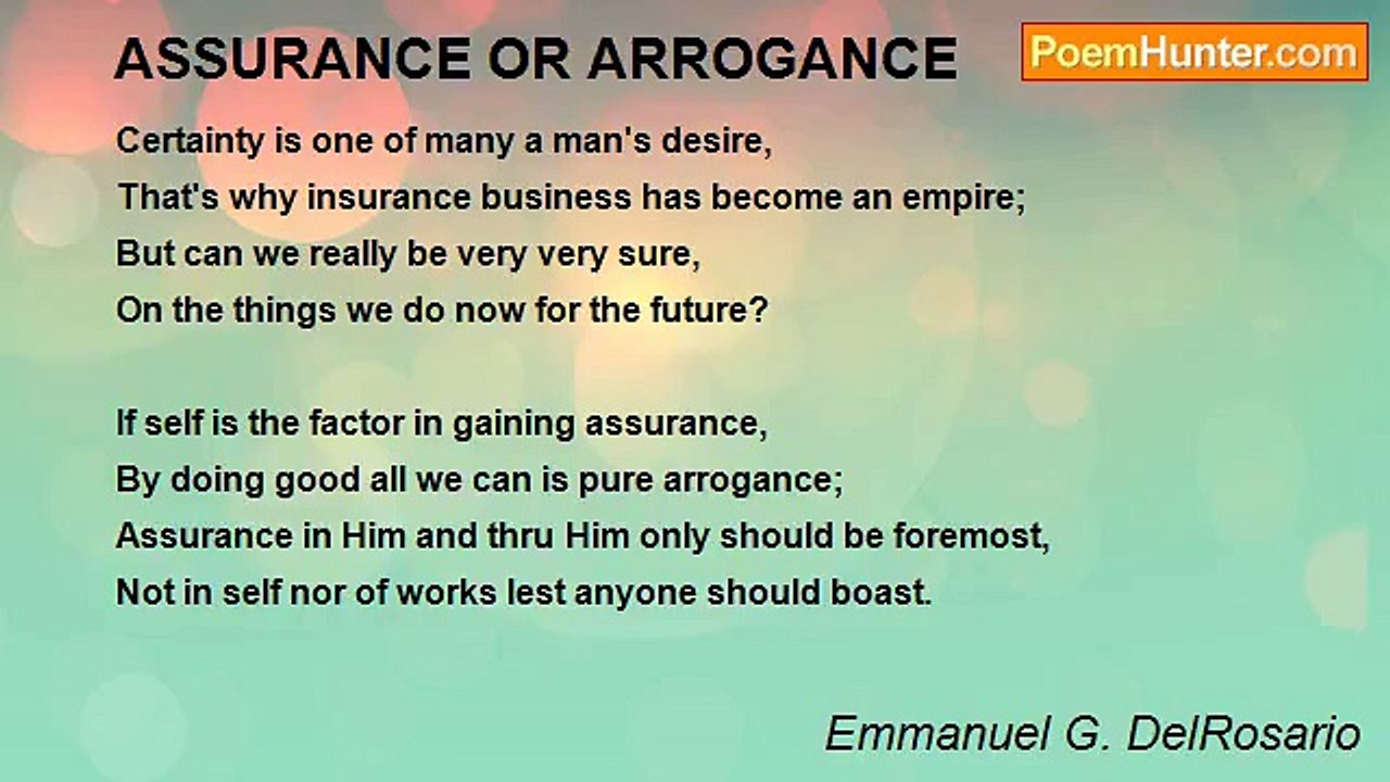 Emmanuel G. DelRosario - ASSURANCE OR ARROGANCE