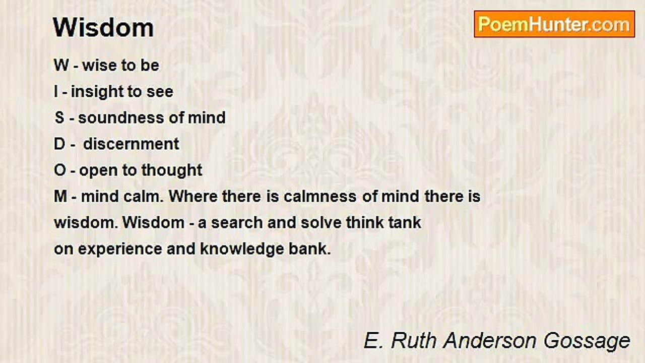 E. Ruth Anderson Gossage - Wisdom