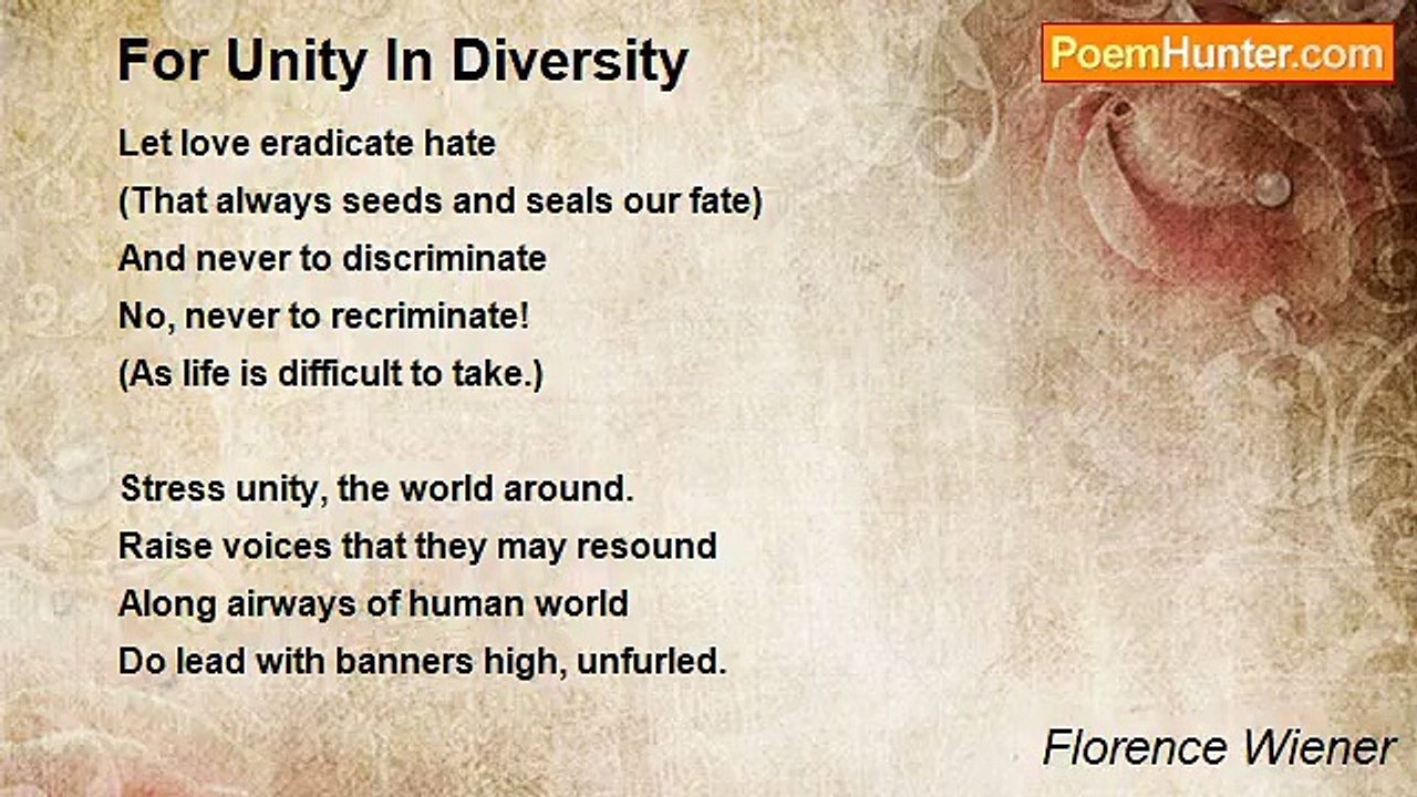 Florence Wiener - For Unity In Diversity