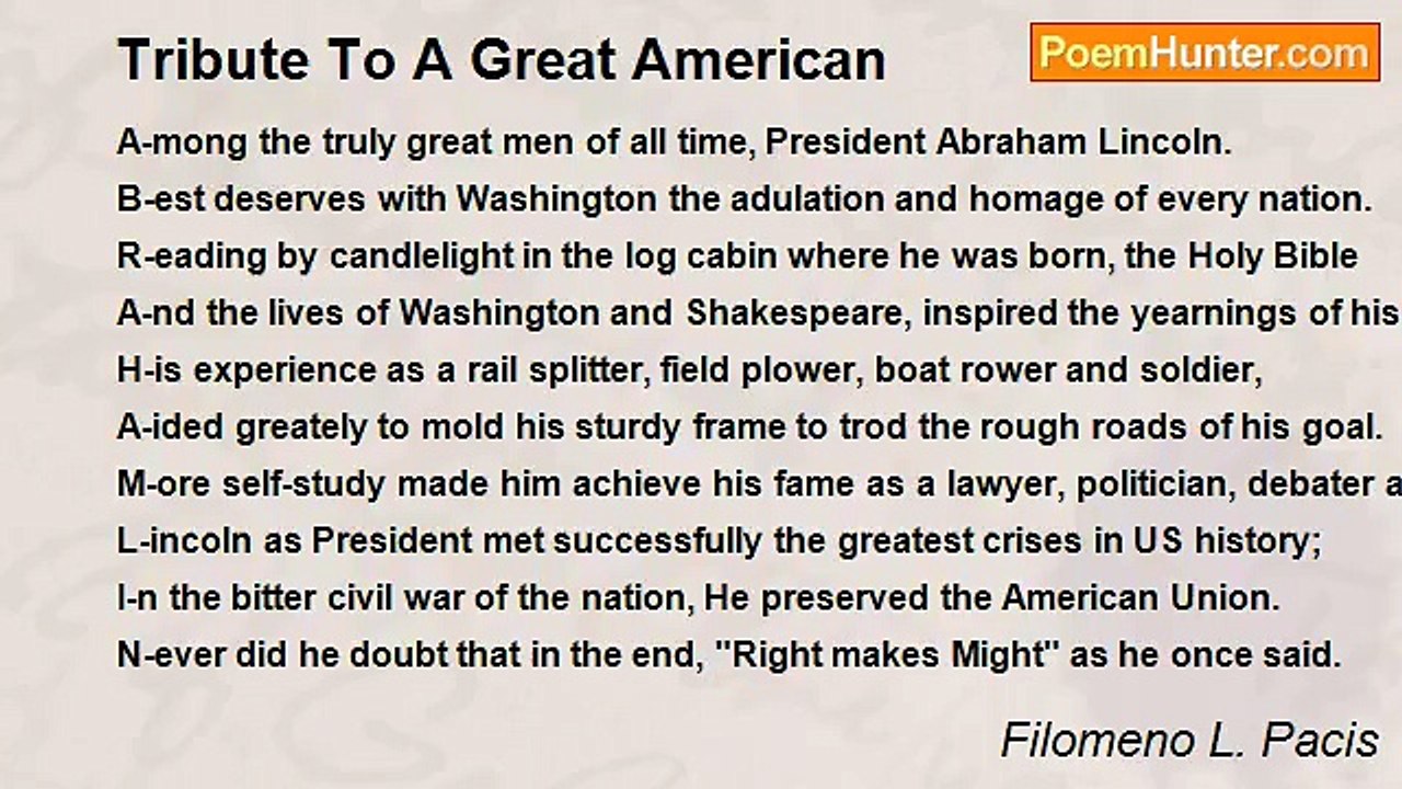 Filomeno L. Pacis - Tribute To A Great American