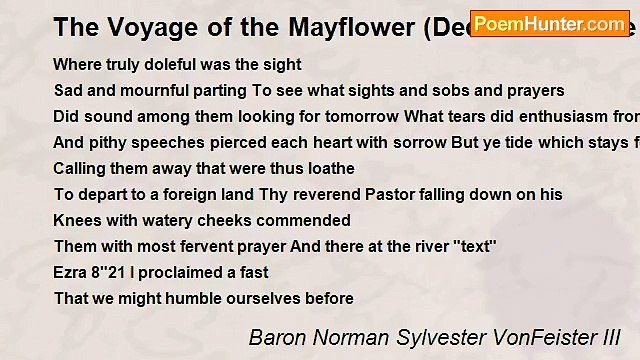 Baron Norman Sylvester VonFeister III - The Voyage of the Mayflower (Dedicated to the American Sons and Daughters of the American Revolution)