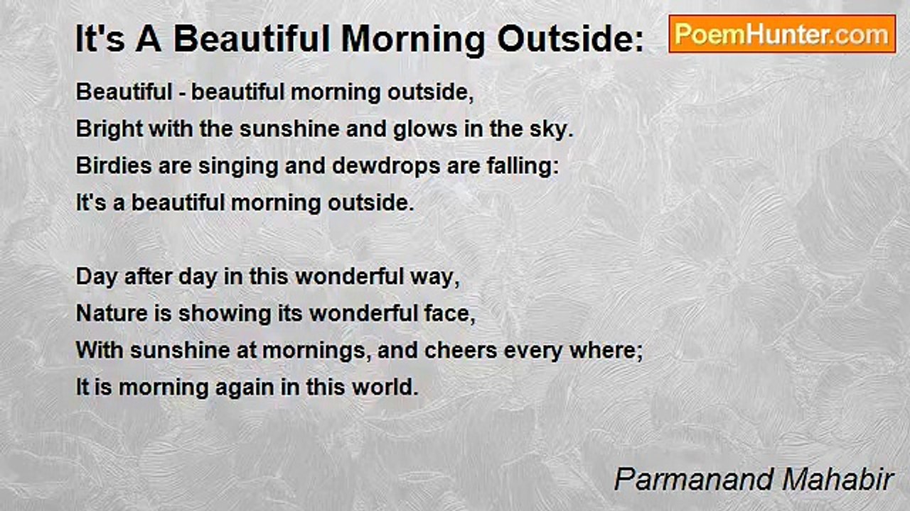 Parmanand Mahabir - It's A Beautiful Morning Outside: