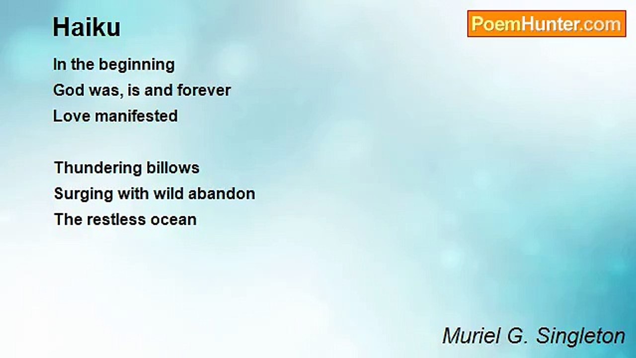 Muriel G. Singleton - Haiku