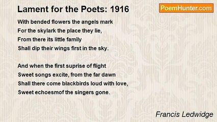 Francis Ledwidge - Lament for the Poets: 1916