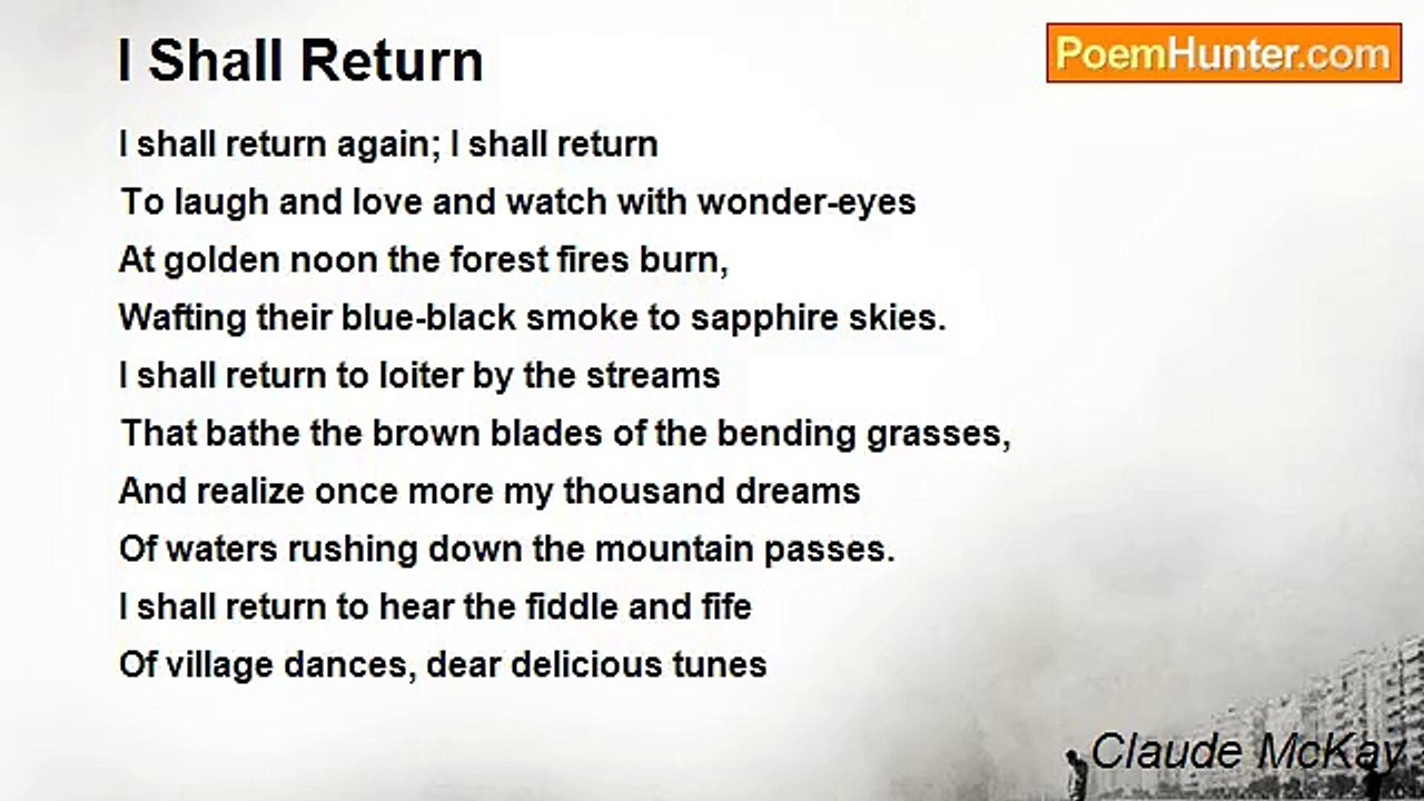 Claude McKay - I Shall Return