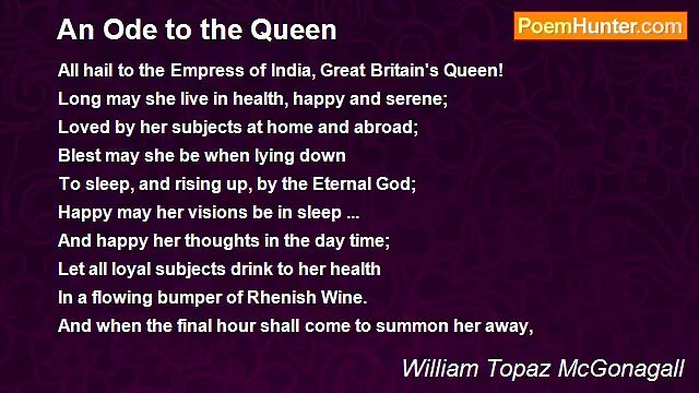 William Topaz McGonagall - An Ode to the Queen