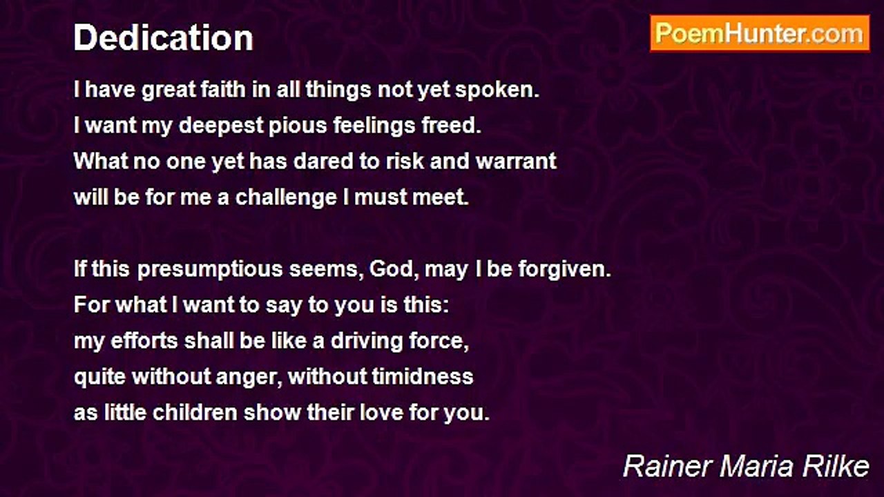 Rainer Maria Rilke - Dedication