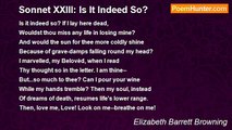 Elizabeth Barrett Browning - Sonnet XXIII: Is It Indeed So?