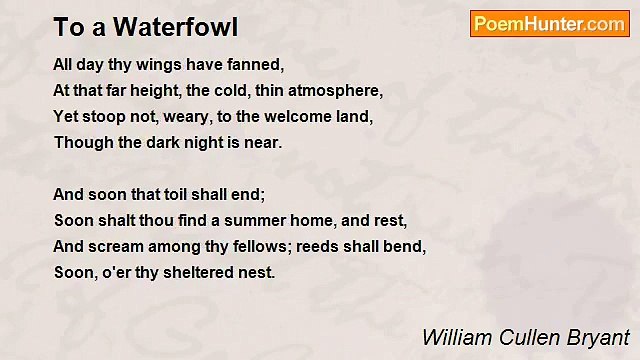 William Cullen Bryant - To a Waterfowl
