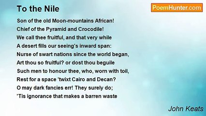 John Keats - To the Nile