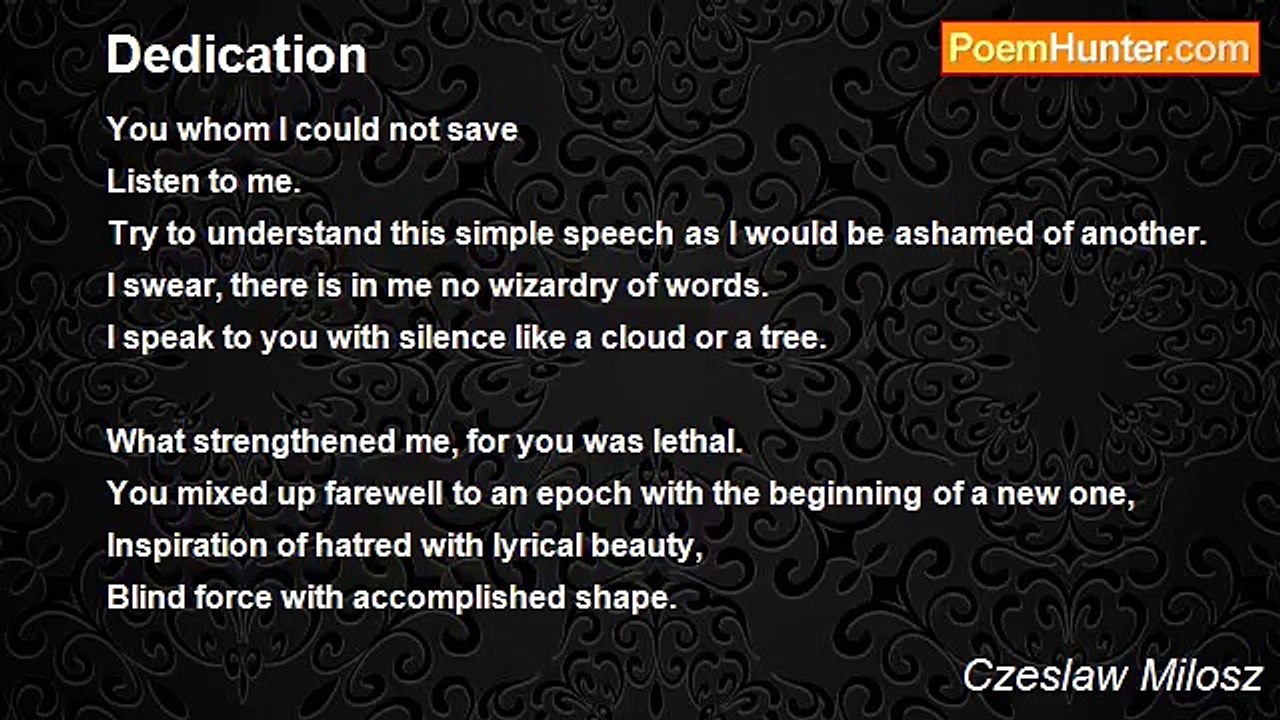 Czeslaw Milosz - Dedication