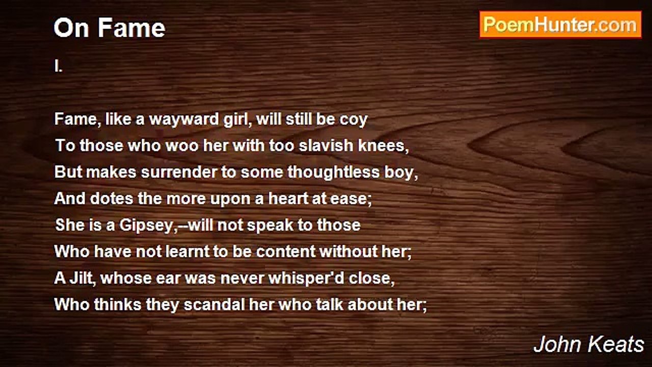John Keats - On Fame