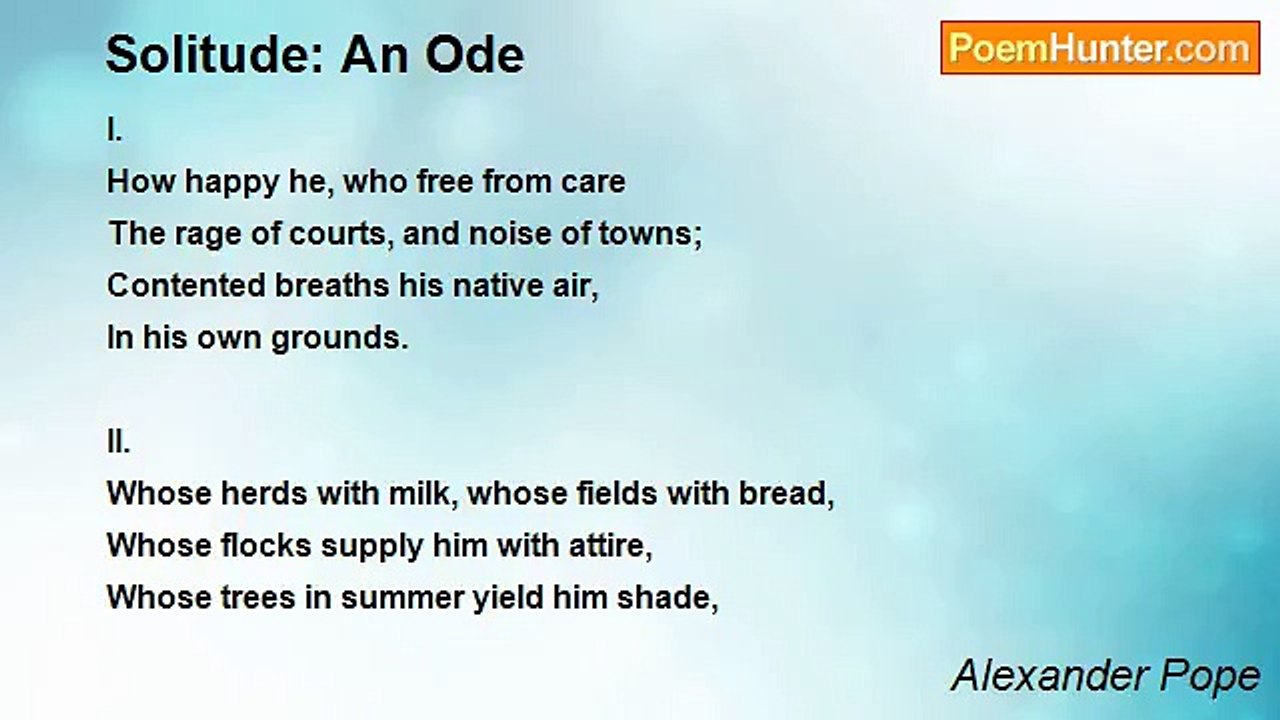 Alexander Pope - Solitude: An Ode
