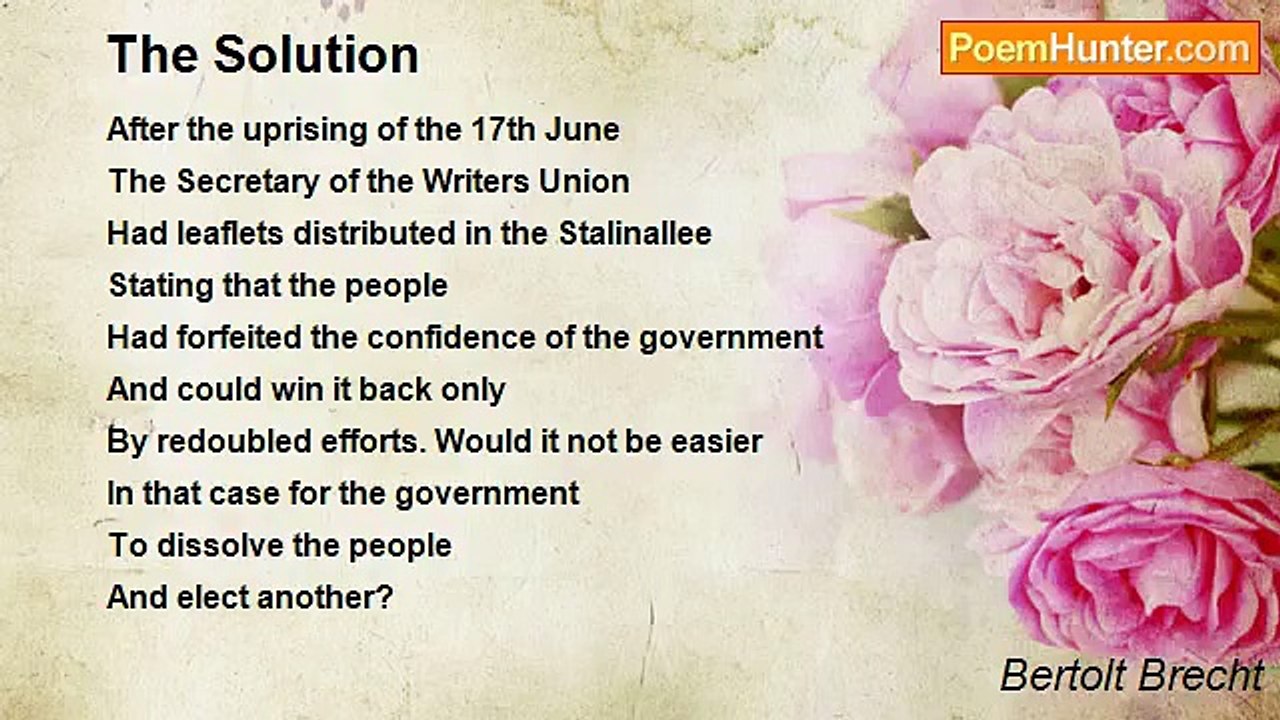 Bertolt Brecht - The Solution