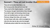 Edna St Vincent Millay - Sonnet I: Thou art not lovelier than lilacs