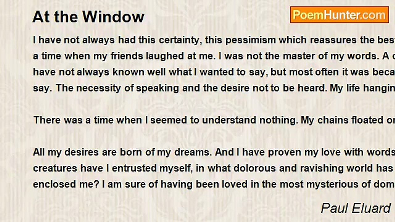 Paul Eluard - At the Window