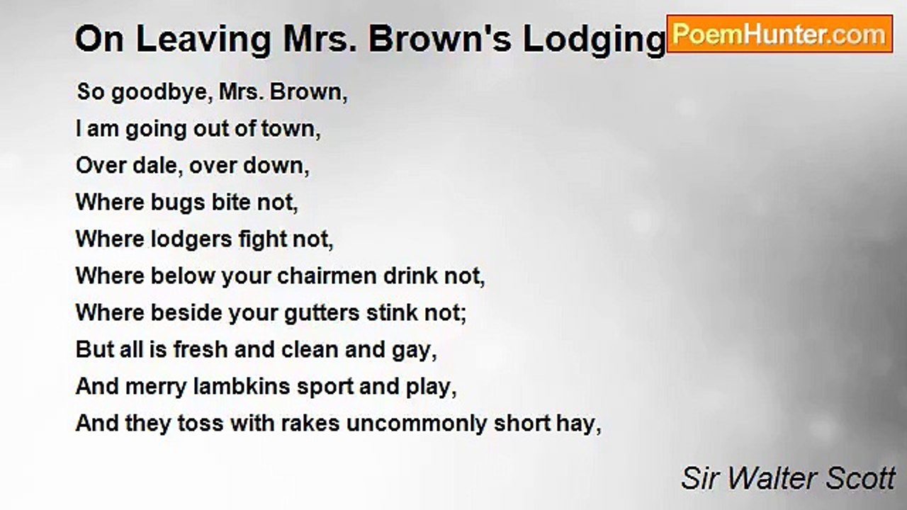 Sir Walter Scott - On Leaving Mrs. Brown's Lodgings