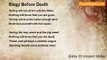 Edna St Vincent Millay - Elegy Before Death