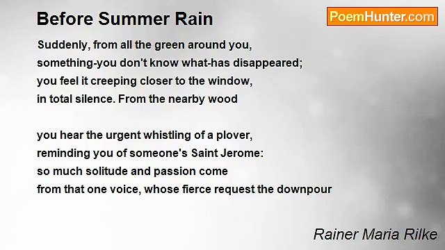 Rainer Maria Rilke - Before Summer Rain