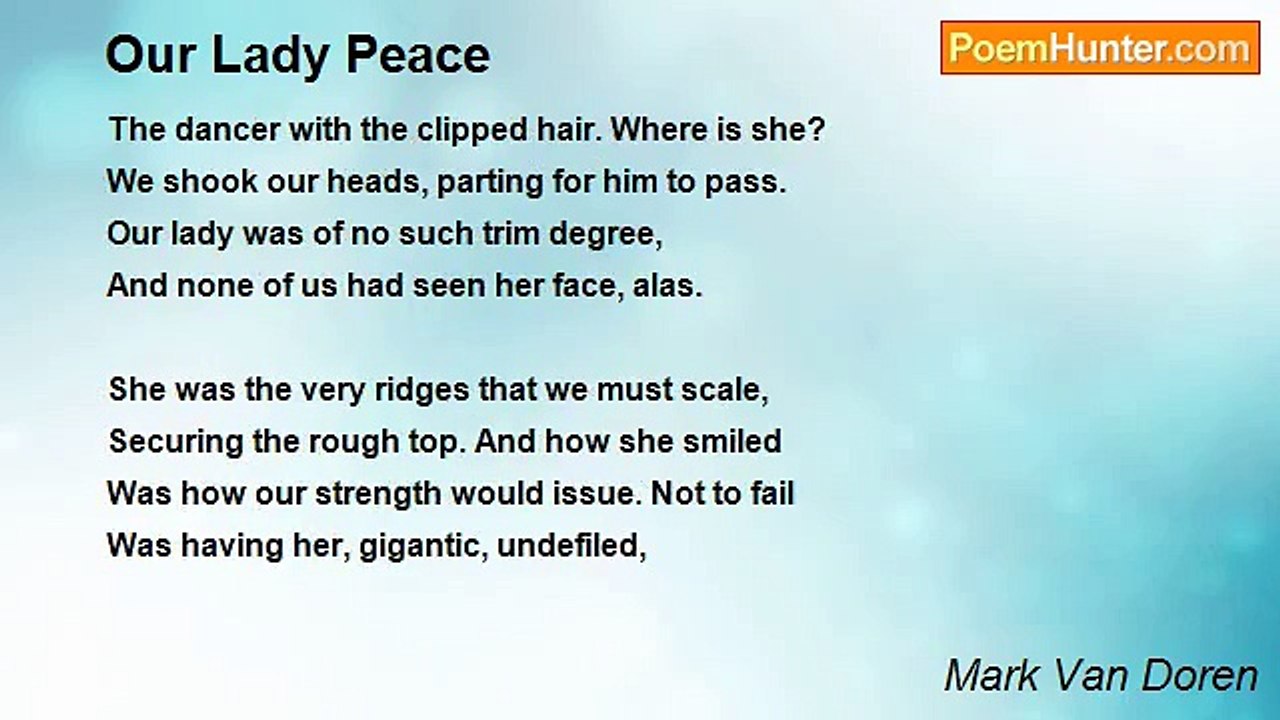 Mark Van Doren - Our Lady Peace
