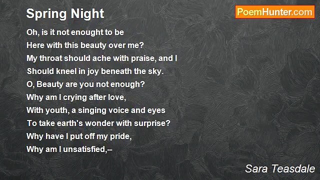 Sara Teasdale - Spring Night