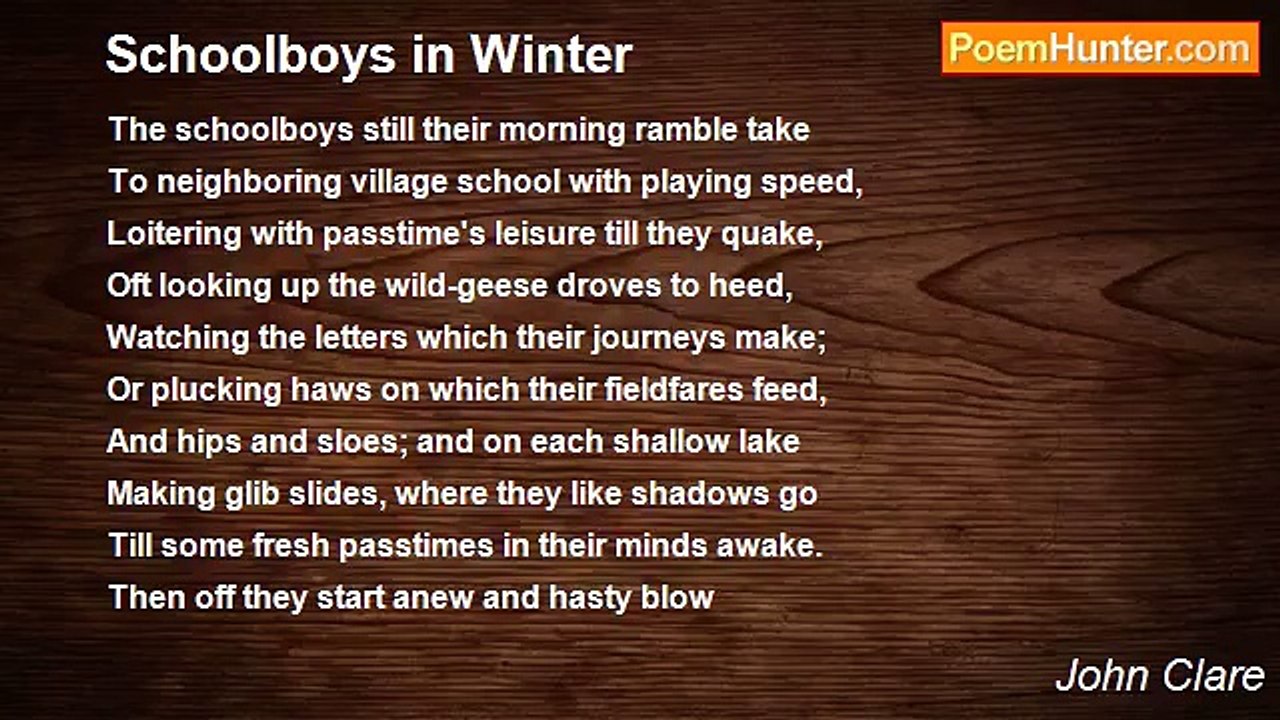 John Clare - Schoolboys in Winter