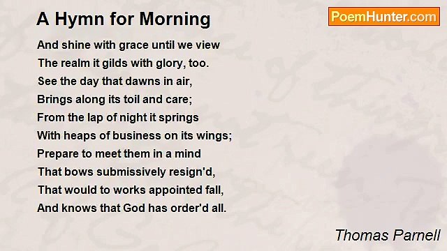 Thomas Parnell - A Hymn for Morning