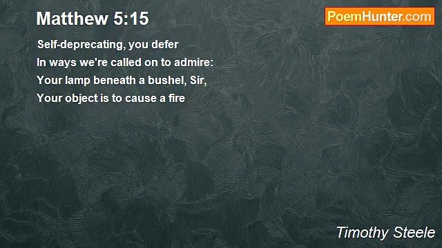 Timothy Steele - Matthew 5:15