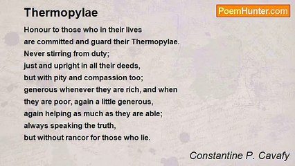 Constantine P. Cavafy - Thermopylae