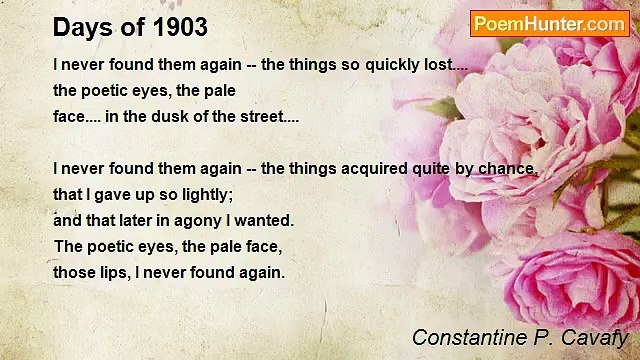 Constantine P. Cavafy - Days of 1903