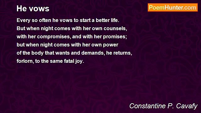 Constantine P. Cavafy - He vows