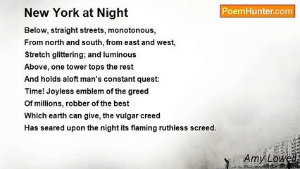 Amy Lowell - New York at Night