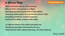 Amy Lowell - A Winter Ride