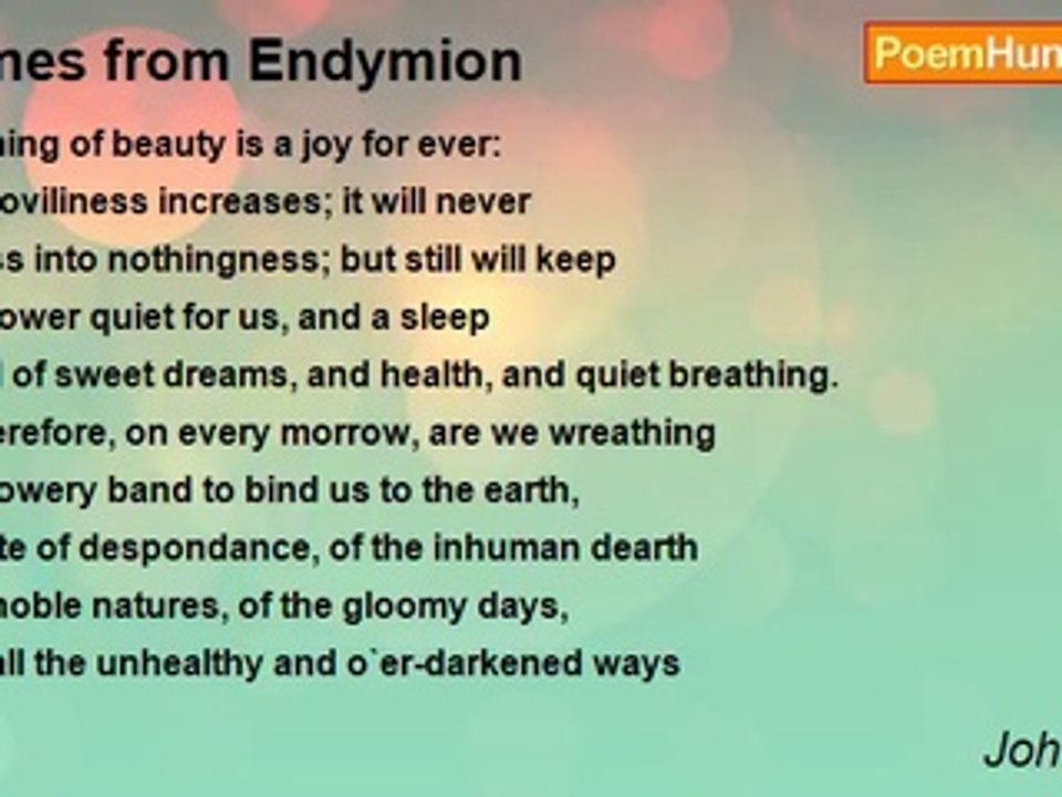 John Keats - Lines from Endymion