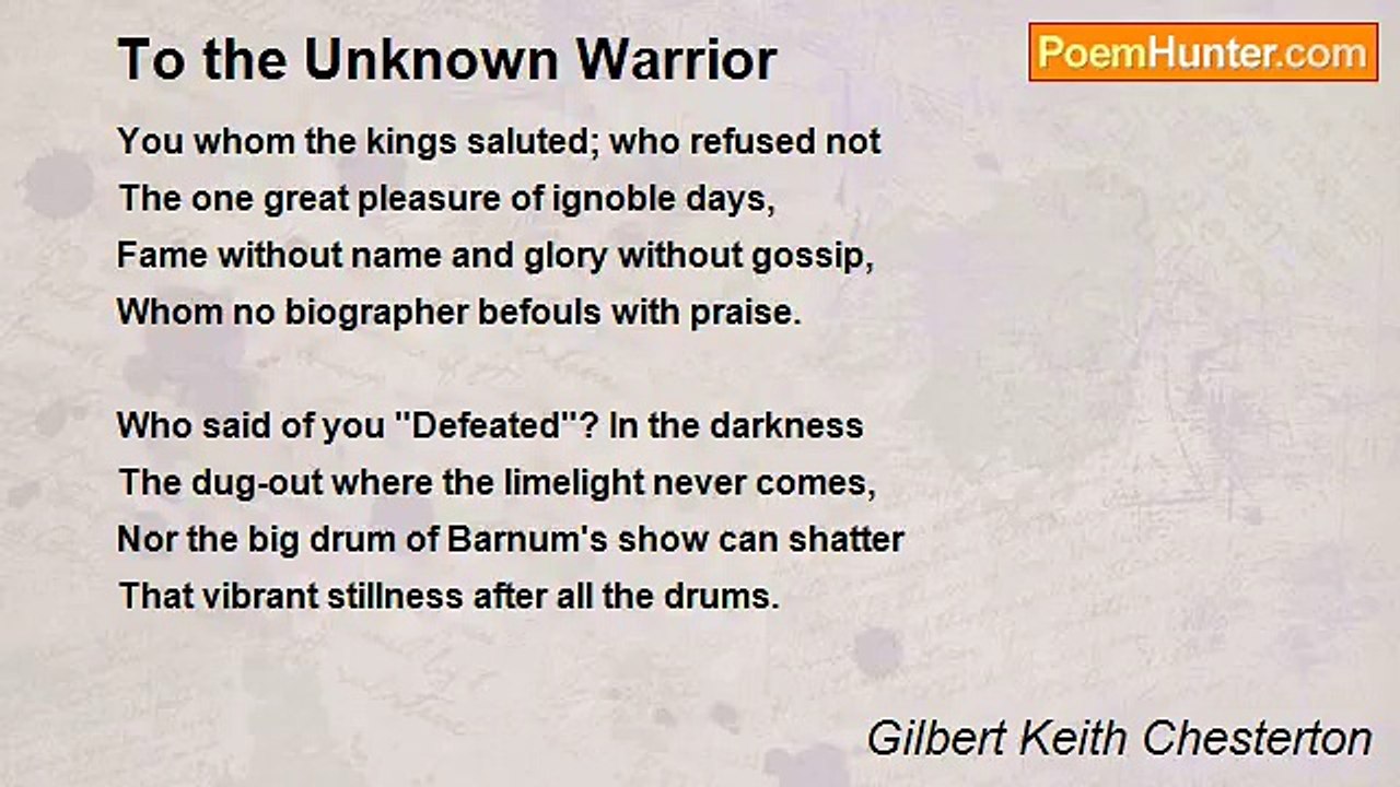 Gilbert Keith Chesterton - To the Unknown Warrior