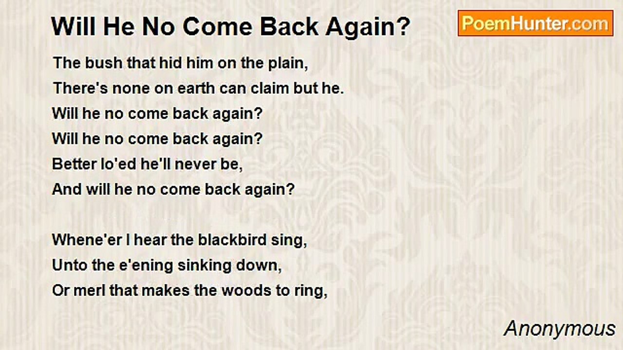 Anonymous - Will He No Come Back Again?