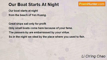 Li Ch'ing Chao - Our Boat Starts At Night