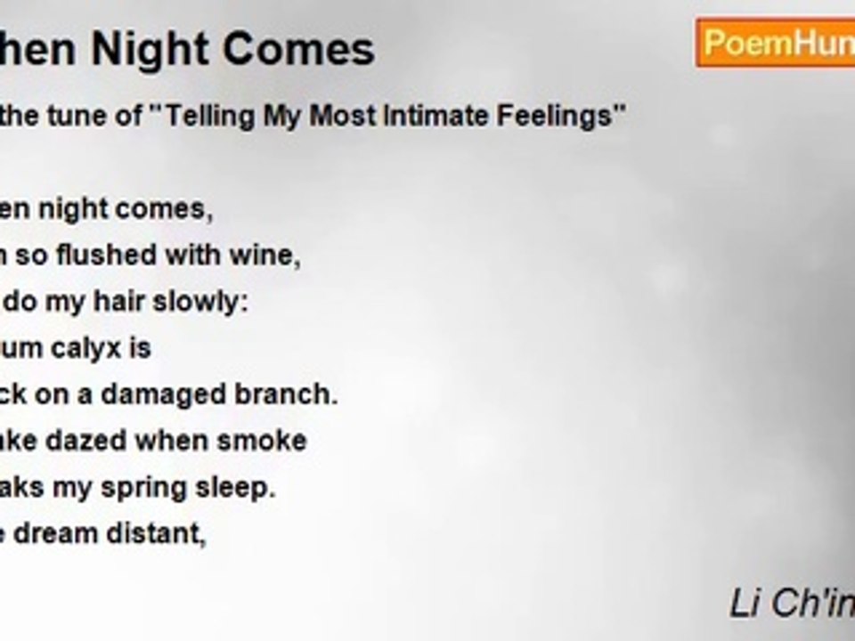 Li Ch'ing Chao - When Night Comes
