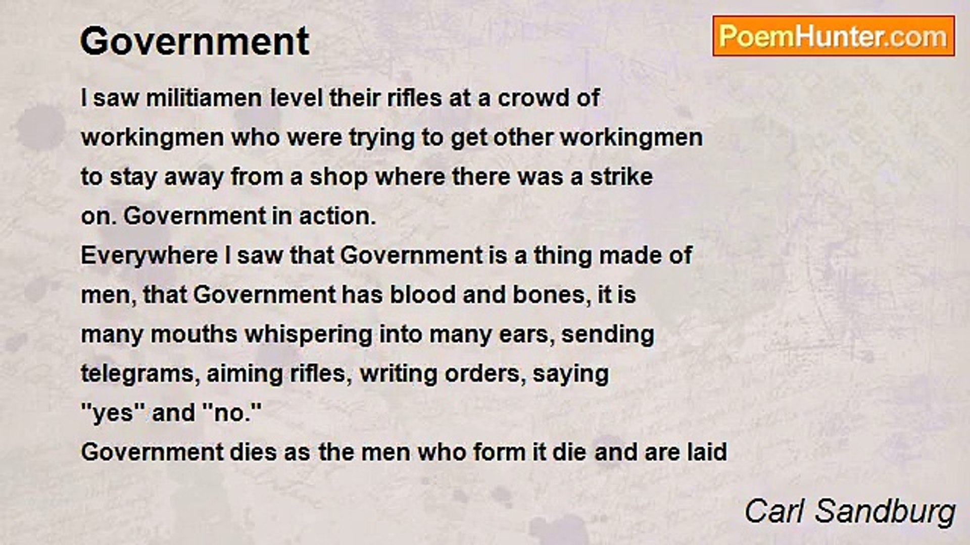 Carl Sandburg - Government