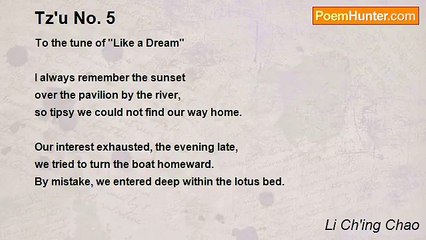 Li Ch'ing Chao - Tz'u No. 5