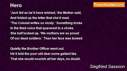 Siegfried Sassoon - Hero