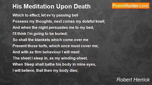 Robert Herrick - His Meditation Upon Death