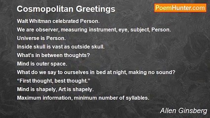 Allen Ginsberg - Cosmopolitan Greetings